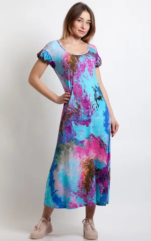 VIENKRĀSAINA, A- SILUETA MIDI GARUMA KLEITA BORDO KRĀSĀ Magnolica